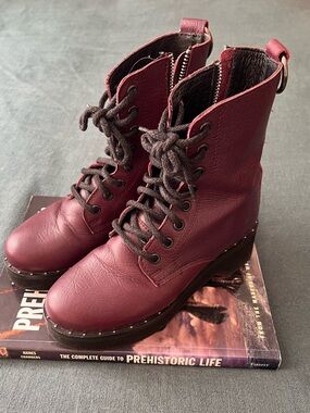 Steve Madden Rocco Burgundy Leather Combat Moto Boots 5.5